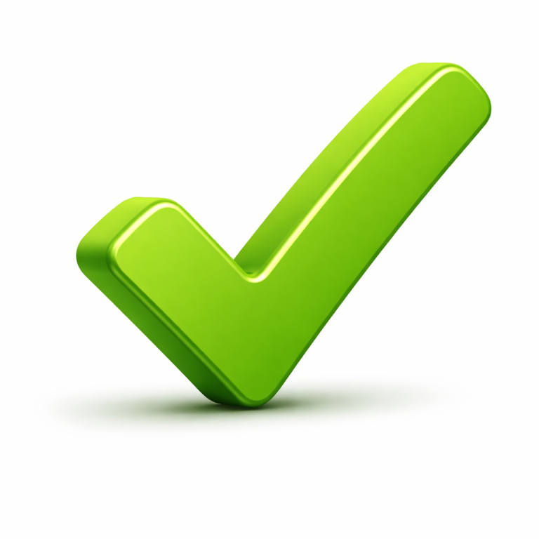 Green check mark symbol indicating approval or correctness.